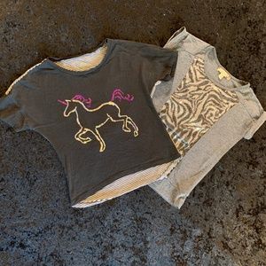 S.O. & Speechless: Set of 2 girls' sequin animal shirts S/S